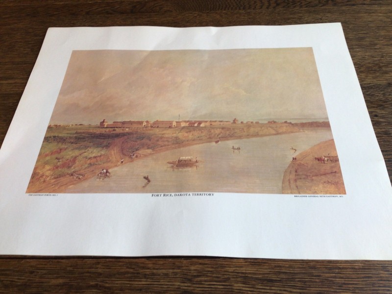 Vtg FORT RICE DAKOTA TR Print by General  Eastman 20x16”, the Eastman Forts No 7