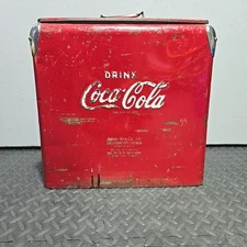 Vintage Drink Coca Cola Metal Cooler Icebox Action Mfg 1950's Large 16”x17”x12”
