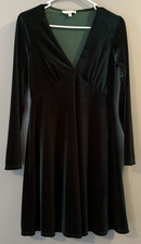 Annalee + Hope Green Velvet V Neck Long Sleeve Holiday Dress Small Made in USA