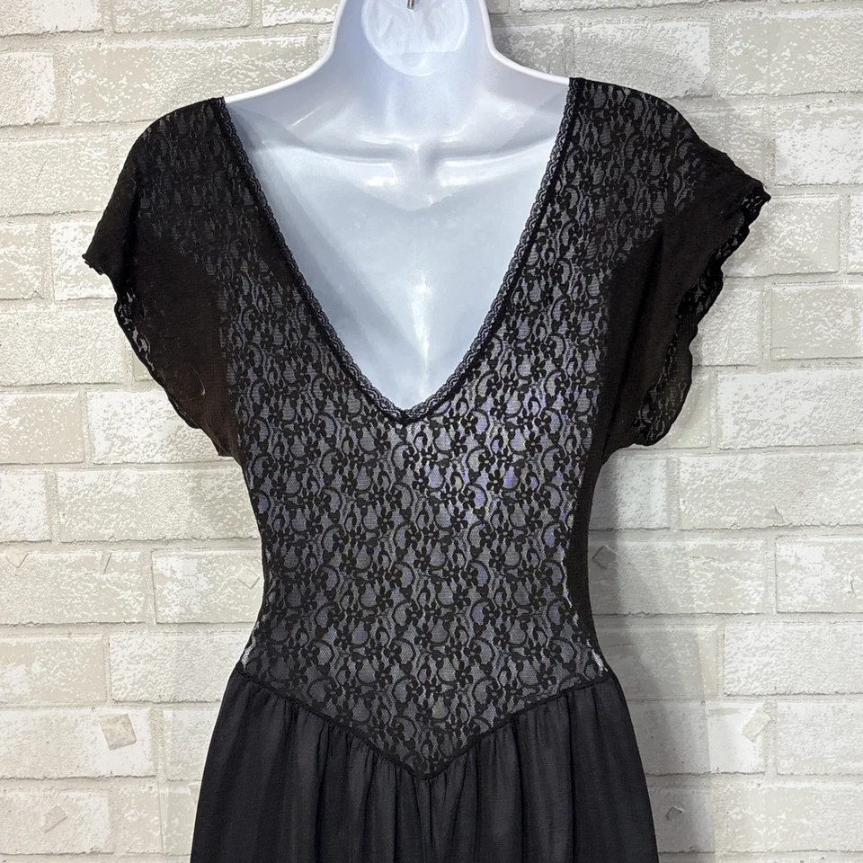 Vintage Goth Lace Slip Dress S Witch Medieval Vamp Dark Romantic Lingerie USA - Image 4 of 4