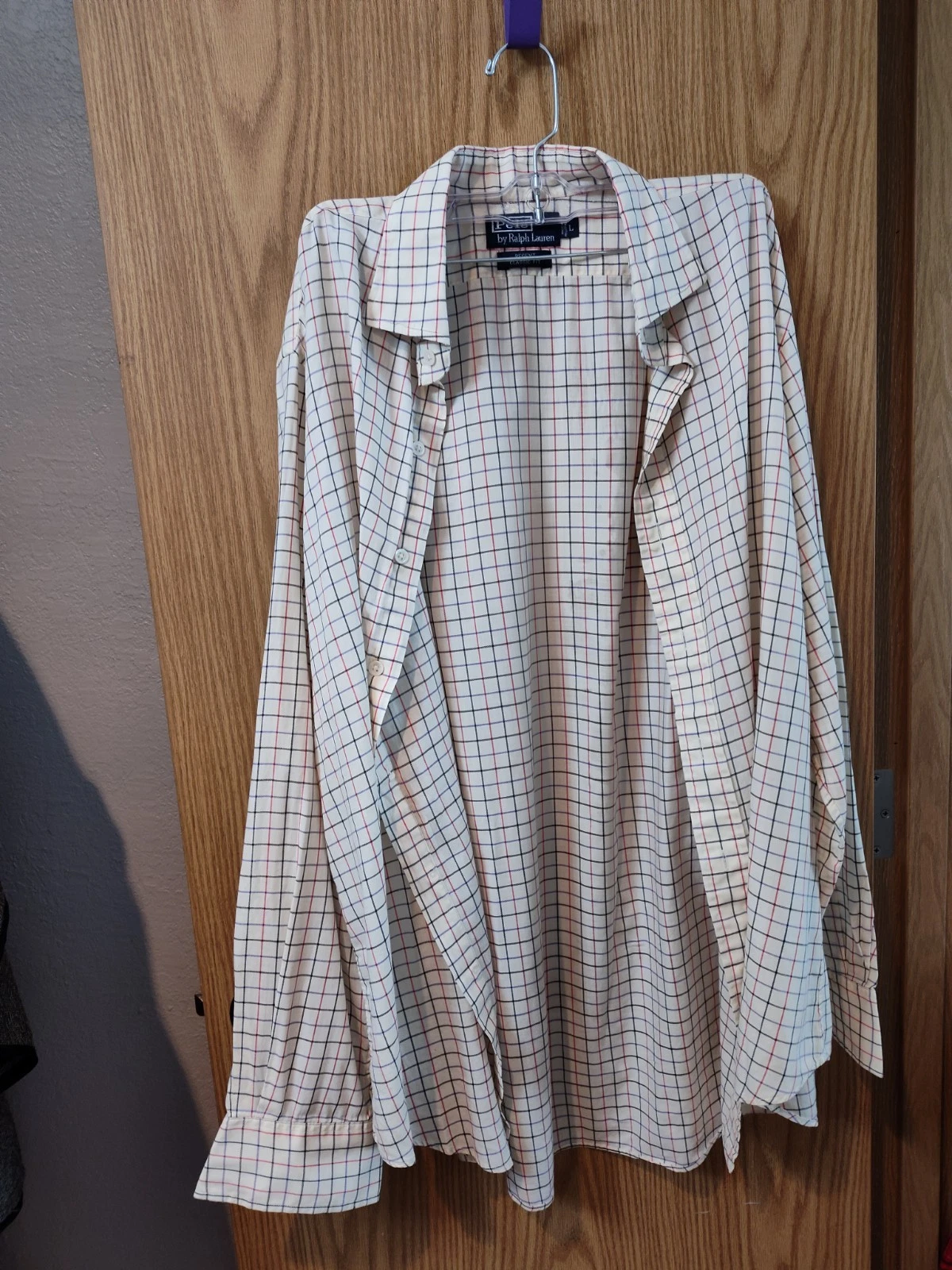 Men's Size Large Checkered Ralph Lauren Polo Button Up