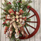 Christmas Wreath Farmhouse Wagon Wheel, Vintage Farmhouse Wreath, Christmas Deco