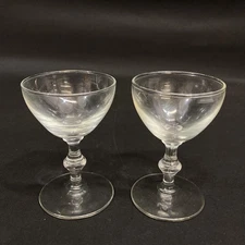 Lot of 2 Elegant 4 Inch Crystal Cordial Glasses - Good Pre-Owned Condition