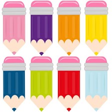 Colorful Pencil Cutouts 48 PCS for Back to School Classroom Bulletin Board