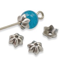 Tapas de cuentas Talavera Star plateadas de 5 mm, paquete de 10 hallazgos de joyería premium TierraCast