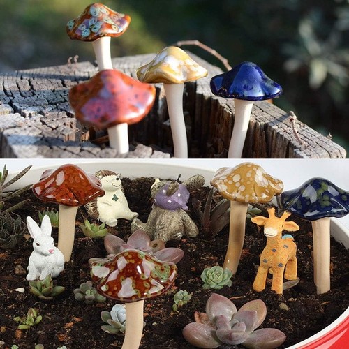 6 Piece Garden Mushrooms - Ceramic for Yard, Fairy Garden Stakes Lawn Ornamen... - Picture 7 of 7