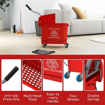 Rolling Cleaning Bucket with Wheels Portable Easy Transport Home Use