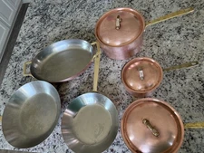 Vintage Paul Revere Ware 1801 Signature Copper Brass 9 piece Cookware Set  