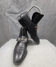 David Eden Men's SZ 9.5 Gator Lizard Black Leather Dress Monk Strap Loafers