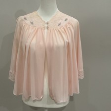 Vintage Shadowline Pink Nylon Sheer Nightgown Top Lace Trim Peignoir Medoum
