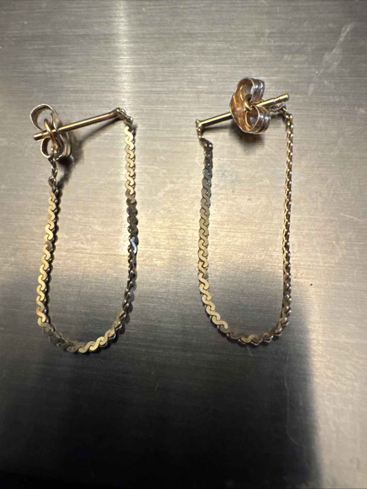 chain dangle earrings 14k solid gold - image 6