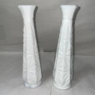 Set Of Vintage Starburst Pattern Milk Glass Flower Bud Vases  9in