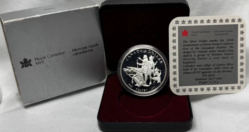 1990 Canada Silver Proof Dollar-300th Anniversary Of Henry Kelseys Exploration