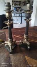 Paire de bougeoirs Français Empire / Restauration - Marbre noir  et Bronze.