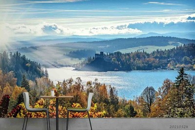 3D Mountain Forest Lake Landscape Wall Murals Wallpaper Murals Wall Sticker