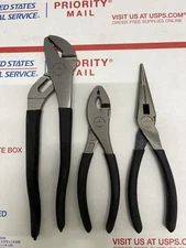 NOS Craftsman 3 Pc. USA Plier Set - Slip Joint Long Nose Arc Joint WF “Y” #45412