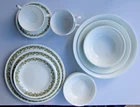 Vtg Correlle Crazy Daisy 49 piece dish set with Salt &Pepper/Milk & Sugar pieces