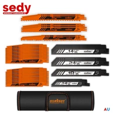 40-Pieces Reciprocating Saw Blade Set Wood Metal Sheet Cutting 3-24TPI W/T Pouch