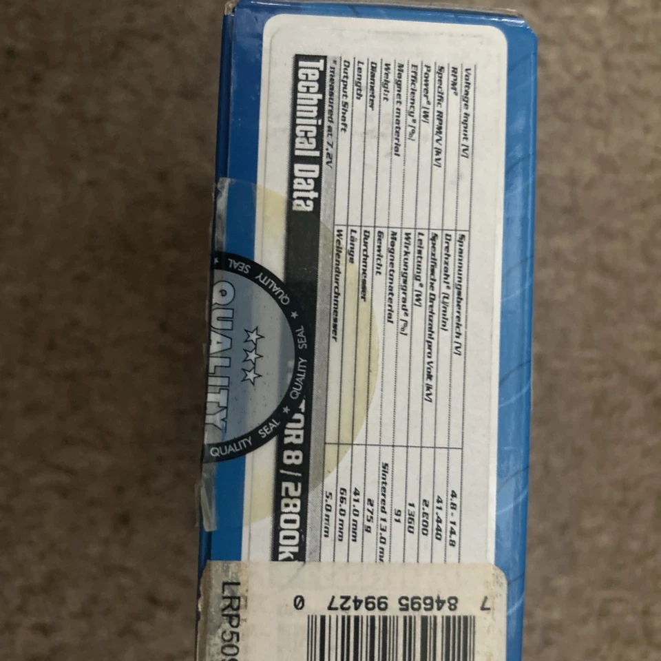 Vector 8 LRP 1/8th Scale Brushless Motor See Pics Nib 2500KV No. 50910 - Image 2 of 4