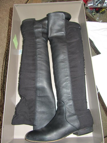 BCBG Max Azria Women Leather/Sport Elastic Fillie Over The Knee Boots Black 8.5M - Picture 4 of 8