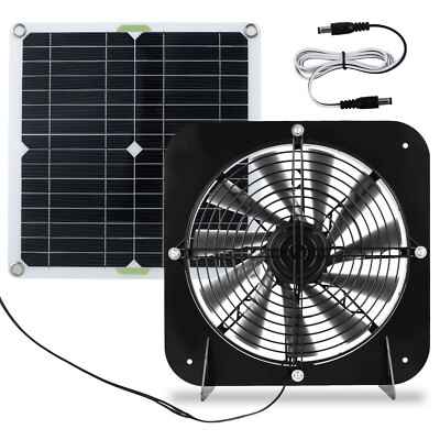 Solar Powered Fan Kit 30W Solar Panel Waterproof DC Exhaust Fan for Chicken Coop