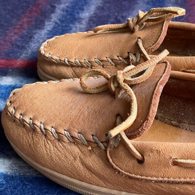 RARE VINTAGE 1980s MINNETONKA MOOSE LEATHER MOCCASINS MOCS WOMEN