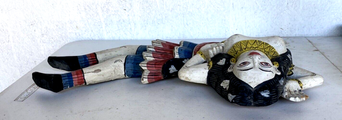 Pr Colorful Hand Carved & Painted Wood Women Wall Plaques; Indonesia, 20+" Long - Picture 5 of 21