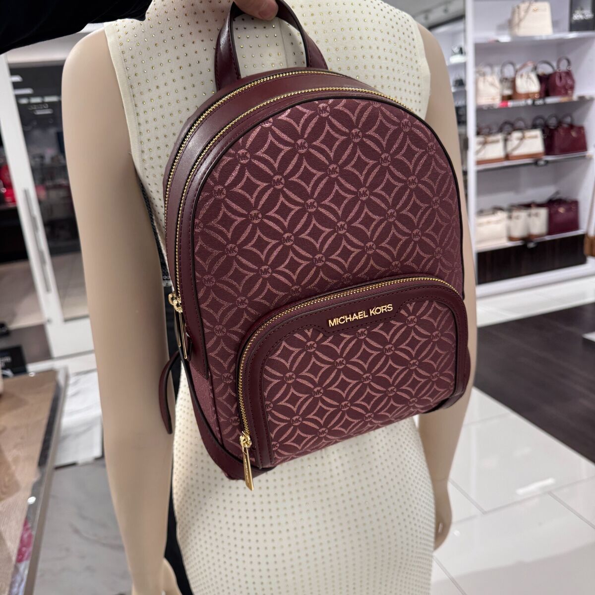 MICHAEL KORS JAYCEE MD ZIP POCKET Jacquard BACKPACK BAG MICHAEL KORS JAYCEE MD ZIP POCKET Jacquard BACKPACK BAG