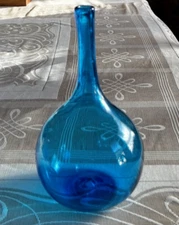 BLENKO 627L TURQUOISE DECANTER 1962 WAYNE HUSTED 11" NO STOPPER