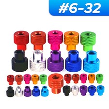  6-32 UNC Knurled Thumb Nuts Aluminum Hand Grip Knobs - DIN 466