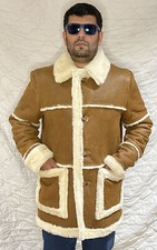 Sheepskin Shearling Leather Marlboro Long Jacket Lambskin Coat USA SIZES