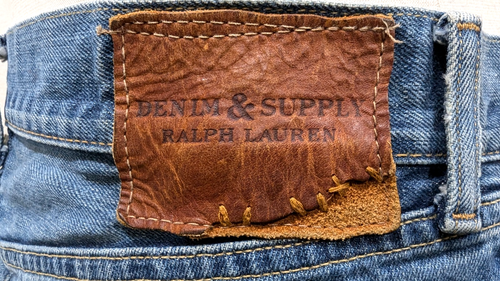Pantalones de mezclilla azules ajustados DENIM & SUPPLY Ralph Lauren para hombre rasgados desgastados 33/32 VEUC * - Imagen 4 de 12