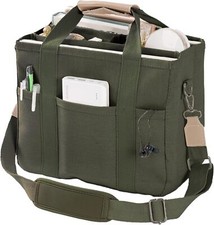 Canvas Tote Bag with Multi Pockets Crossbody X-Large, 04 Armygreen