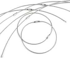 Pawfly 5 Inch/10 Inch Wire Keychain Cable Large Stainless Steel Key Silver 