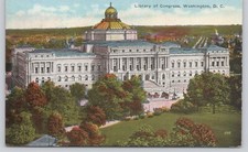 Washington DC Library of Congress vintage UNP Postcard f7