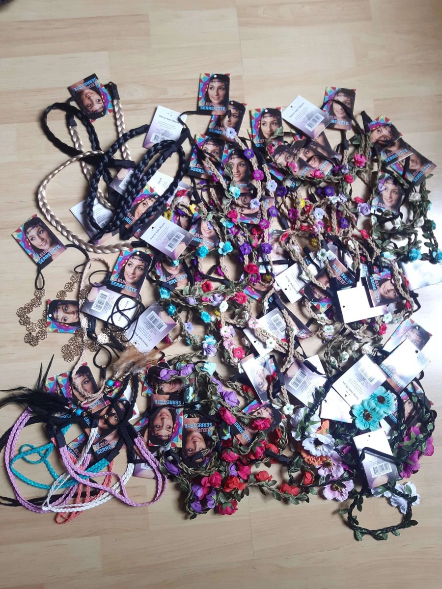 Lot De 70 Accessoires Cheveux : Serre-têtes, Chouchous, Fleurs - Destockage