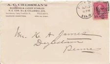 Pennsylvania Phila. Sta. O 1896 numeral duplex  1895-1959  Corner card A.C. Cres