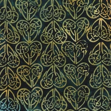 Island Batik - Citron Breeze - Celtic Hearts - Blue Navy, BTY