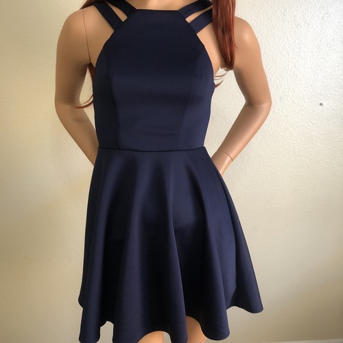 Navy Blue Fit And Flare Classic Dress 5/6 - Afbeelding 1 van 8