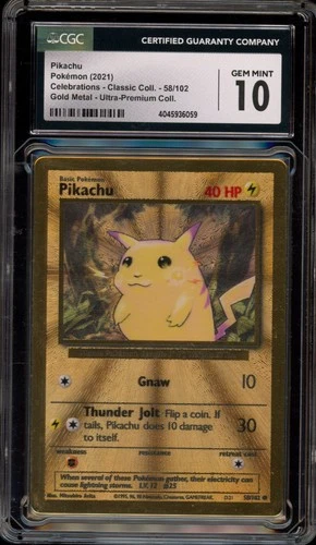 Pokemon Pikachu Celebrations Ultra-Premium Coll. Gold Metal Promo #58 CGC 10