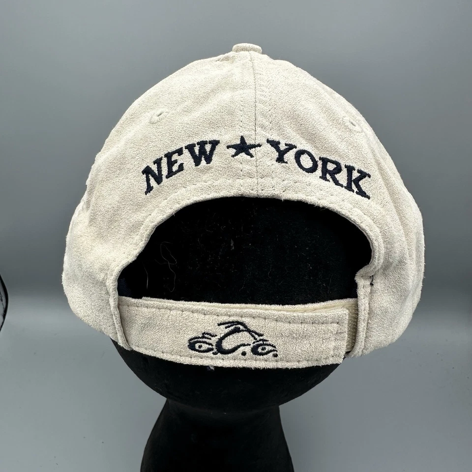 Vintage ORANGE COUNTY CHOPPERS BIO-DOMES Beige Navy Suede Logo Baseball Hat OSFM - Image 4 of 4