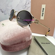 Authentic MIU MIU Sunglasses New Gold Metal Oval Authentic Gray Gradient