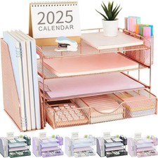 Desk Organizers and Accessories with File Holder, 4-Tier Desk Accessories  W...