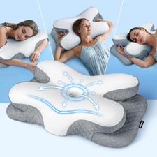 Cervical Neck Pillow Memory Foam Ergonomic Contour Queen Size Gray Osteo Enjoy