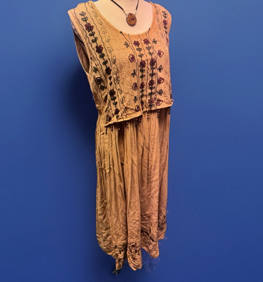 brown 90s dress 90s Dress & Scarf Set (M)  Holy Thrift