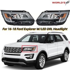 RH+LH For Ford Explorer 2016 2017 2018 Headlights Assembly With LED DRL Chrome
