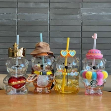 Starbucks Summer Little Bear Glass Straw Cup Cute Large-capacityTumbler Hot Gift