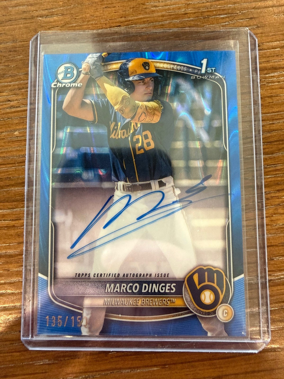 2025 Bowman Chrome Marco Dinges  1st Bowman Auto Blue RayWave Refractor /150