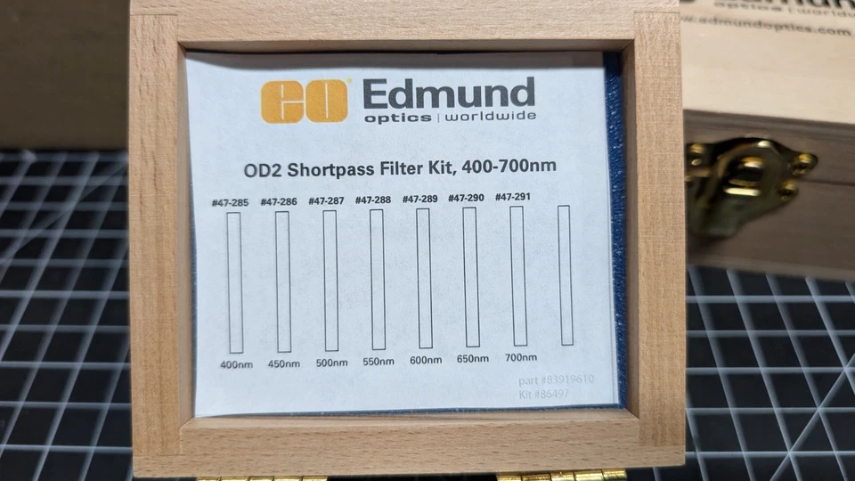 Edmund Optics OD2 Shortpass 7x 25mm diameter Filter Kit 400-700nm Kit #86497 - Image 2 of 2