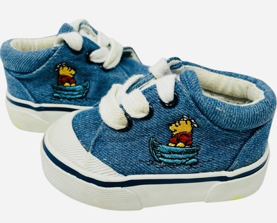 Vintage 90’s Disney Winnie the Pooh Denim Canvas Baby Toddler Shoes Size
